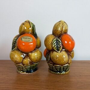Vintage Inarco Orange Spice Fruit Basket Salt and Pepper Shakers E3356 Japan